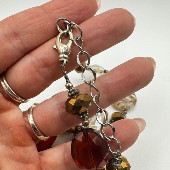 22" Swarovski Champagne Crystal, Glass and Resin/Shell beaded necklace! - Picture 5 of 13